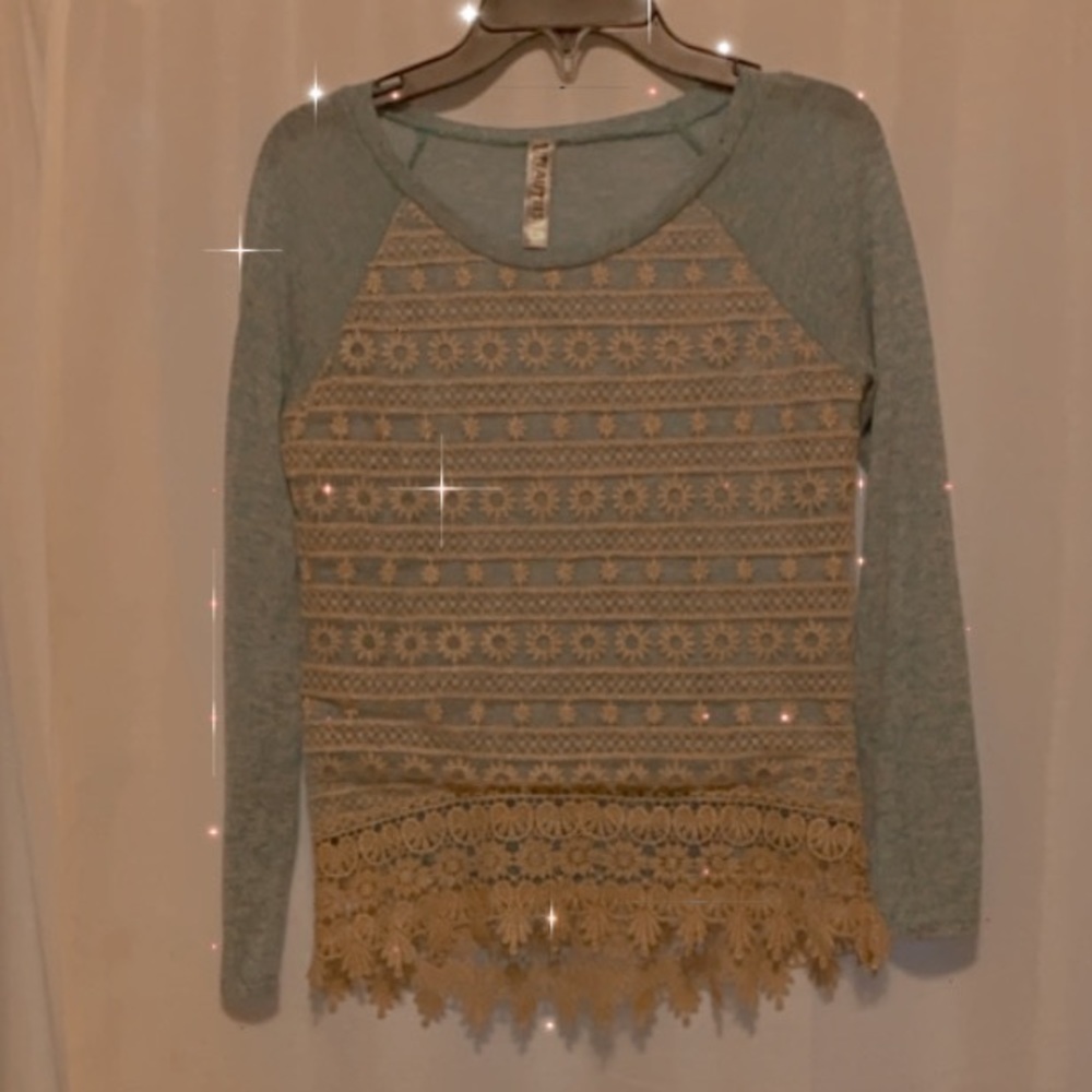 Girls long sleeve blue and gold shirt !